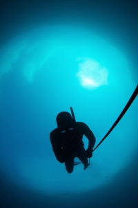 Free diver against Snell's window or astronaut in space? ... by Paul Colley 